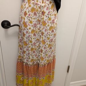 Rachel Zoe Yellow and Orange Tiered Maxi Skirt